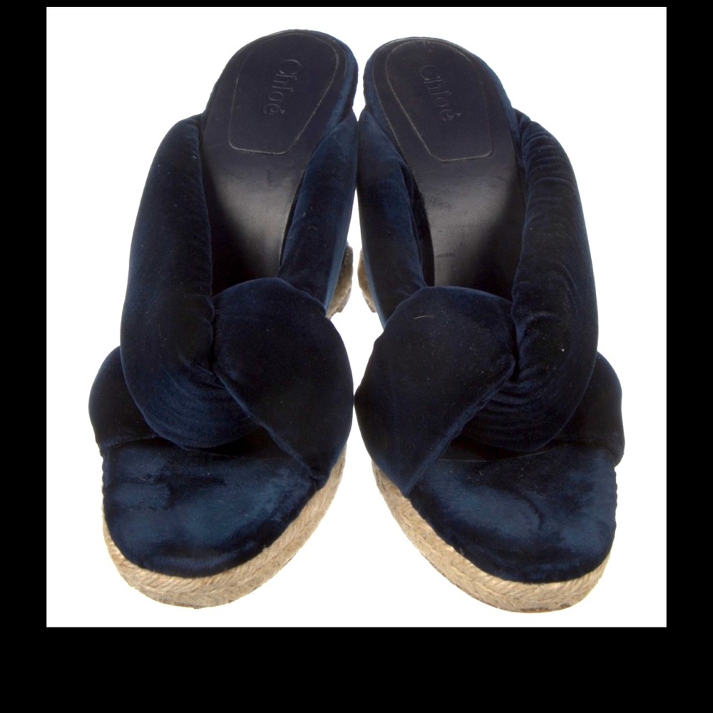 Chloe Blue Espadrille Shoes with Suede Finish
